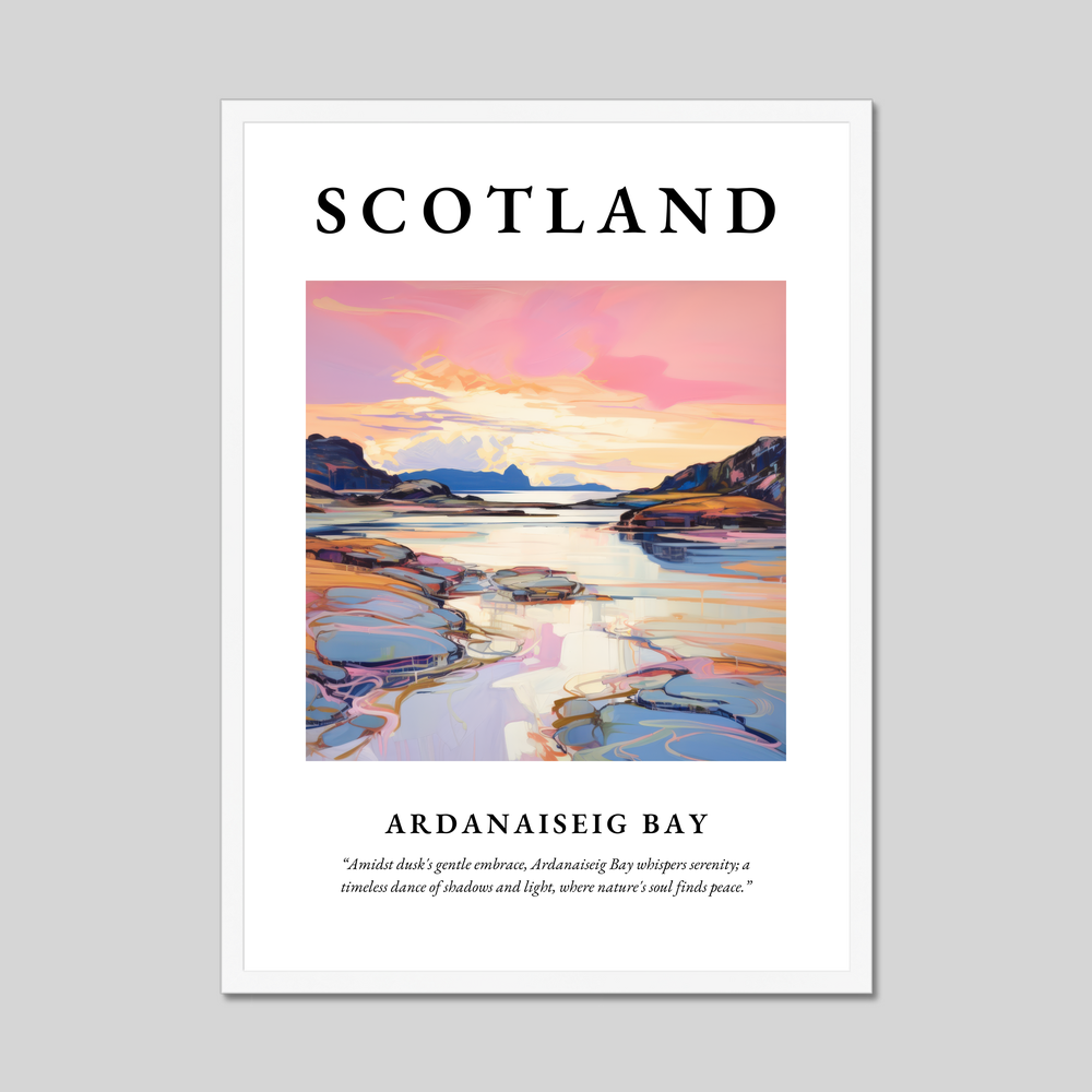 Poster in a white frame with the word Scotland