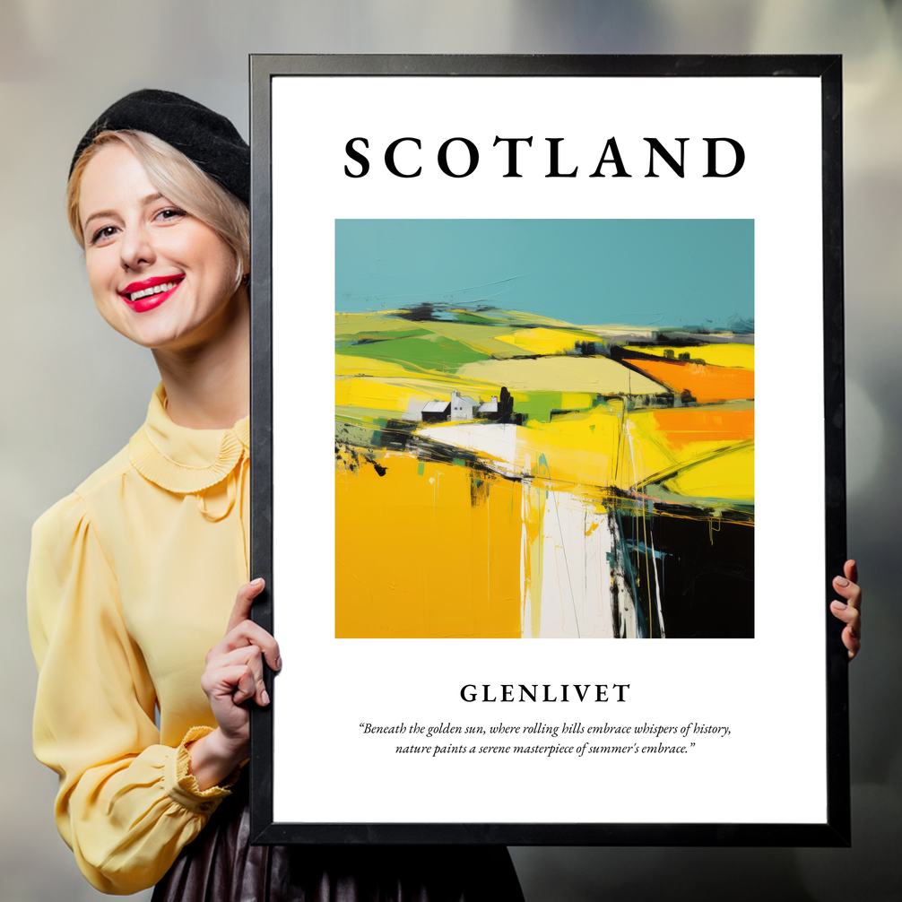 Person holding a poster of Glenlivet