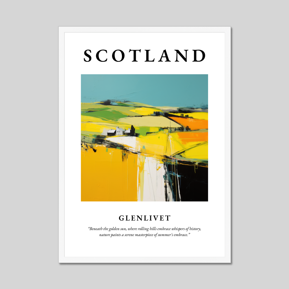 Poster in a white frame with the word Scotland