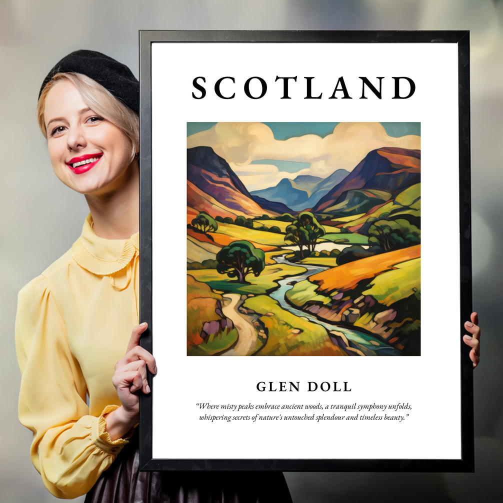 Person holding a poster of Glen Doll