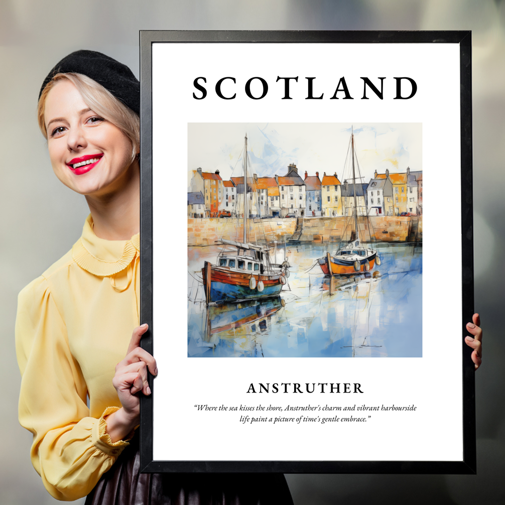 Person holding a poster of Anstruther