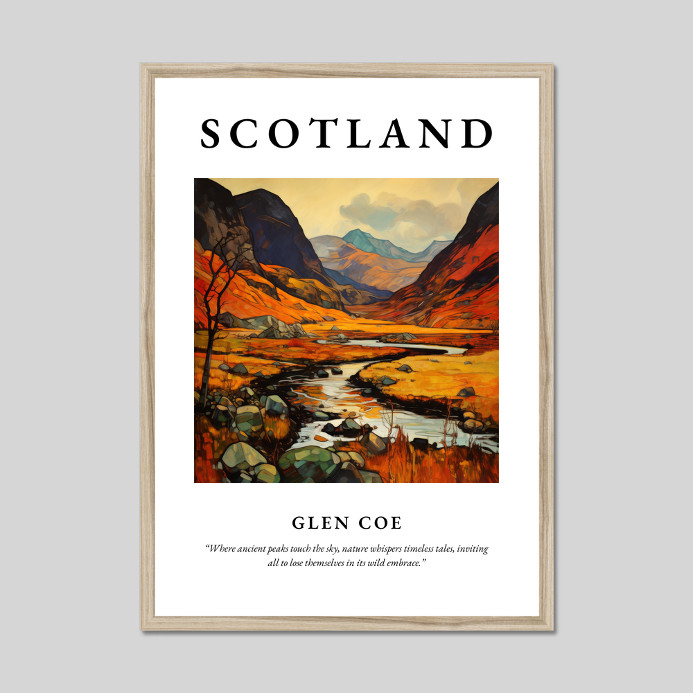 Poster in a natural frame with the word Scotland