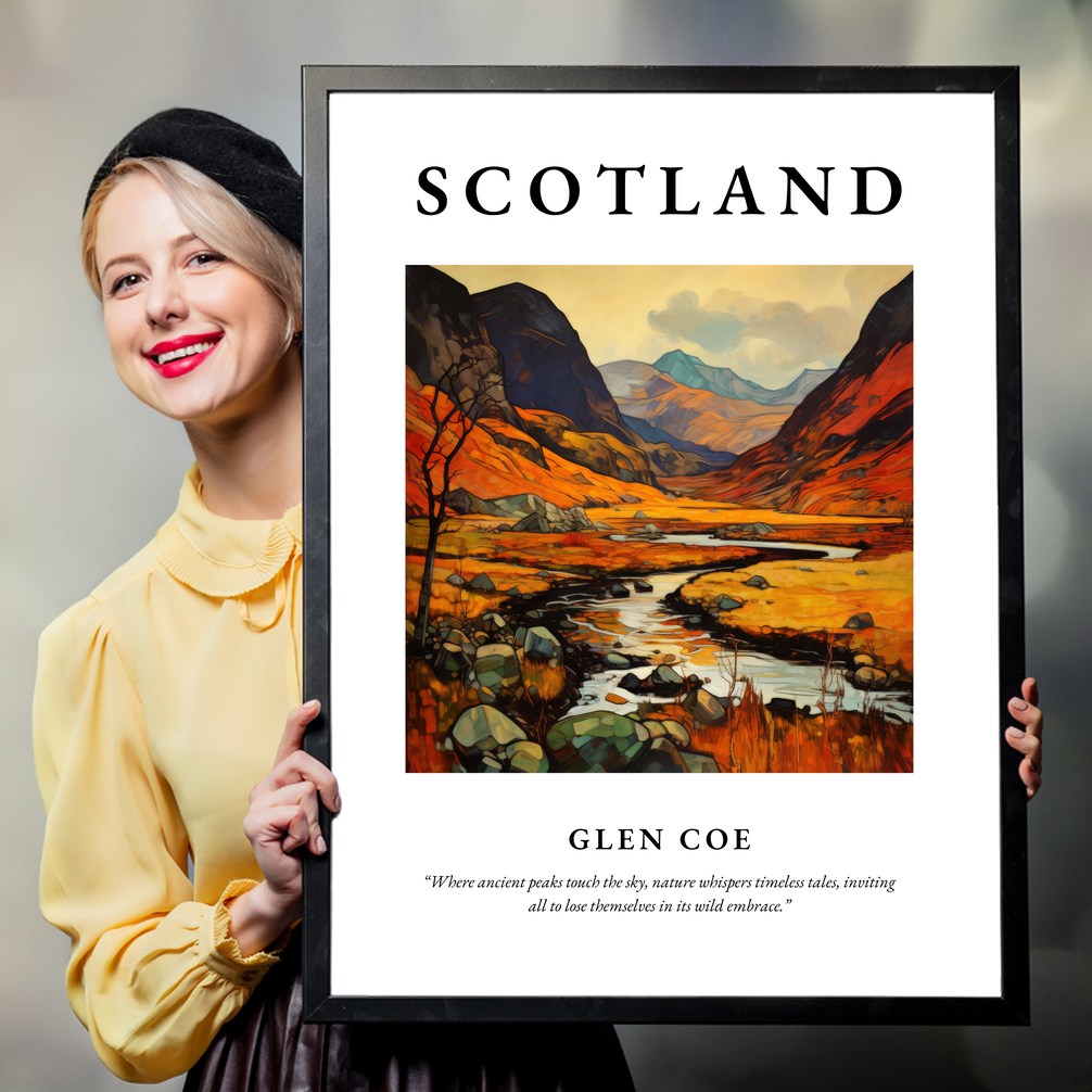 Person holding a poster of Glen Coe