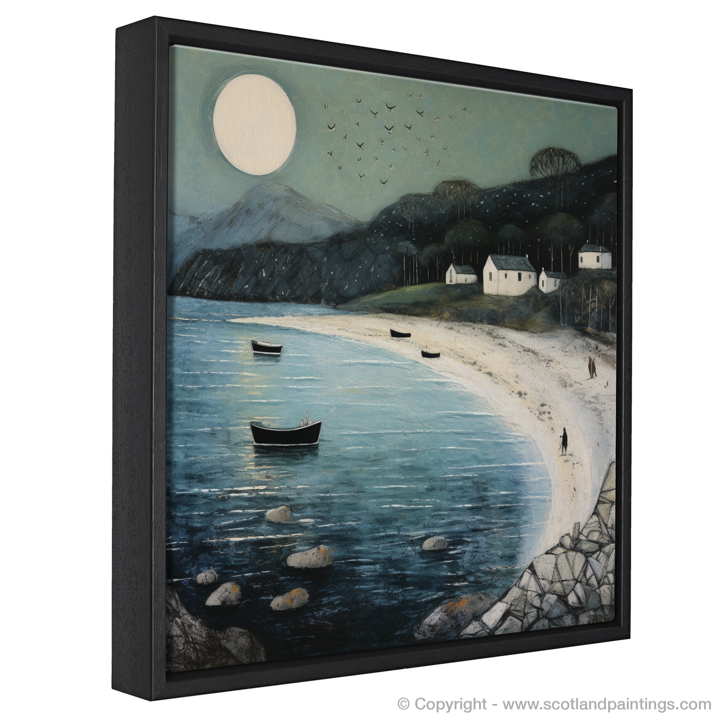 Calgary Bay Serenity: A Naive Art Tribute to Scottish Shores