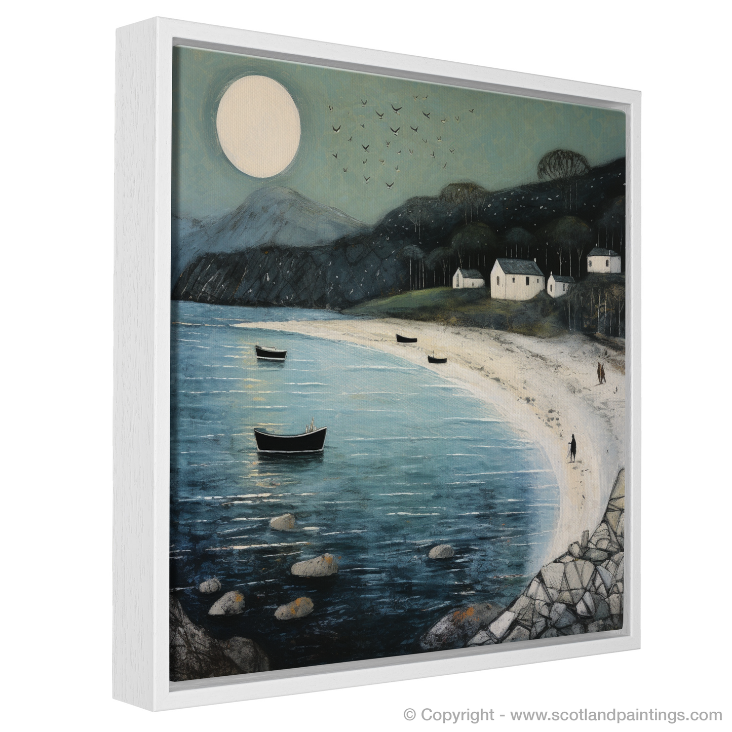 Calgary Bay Serenity: A Naive Art Tribute to Scottish Shores