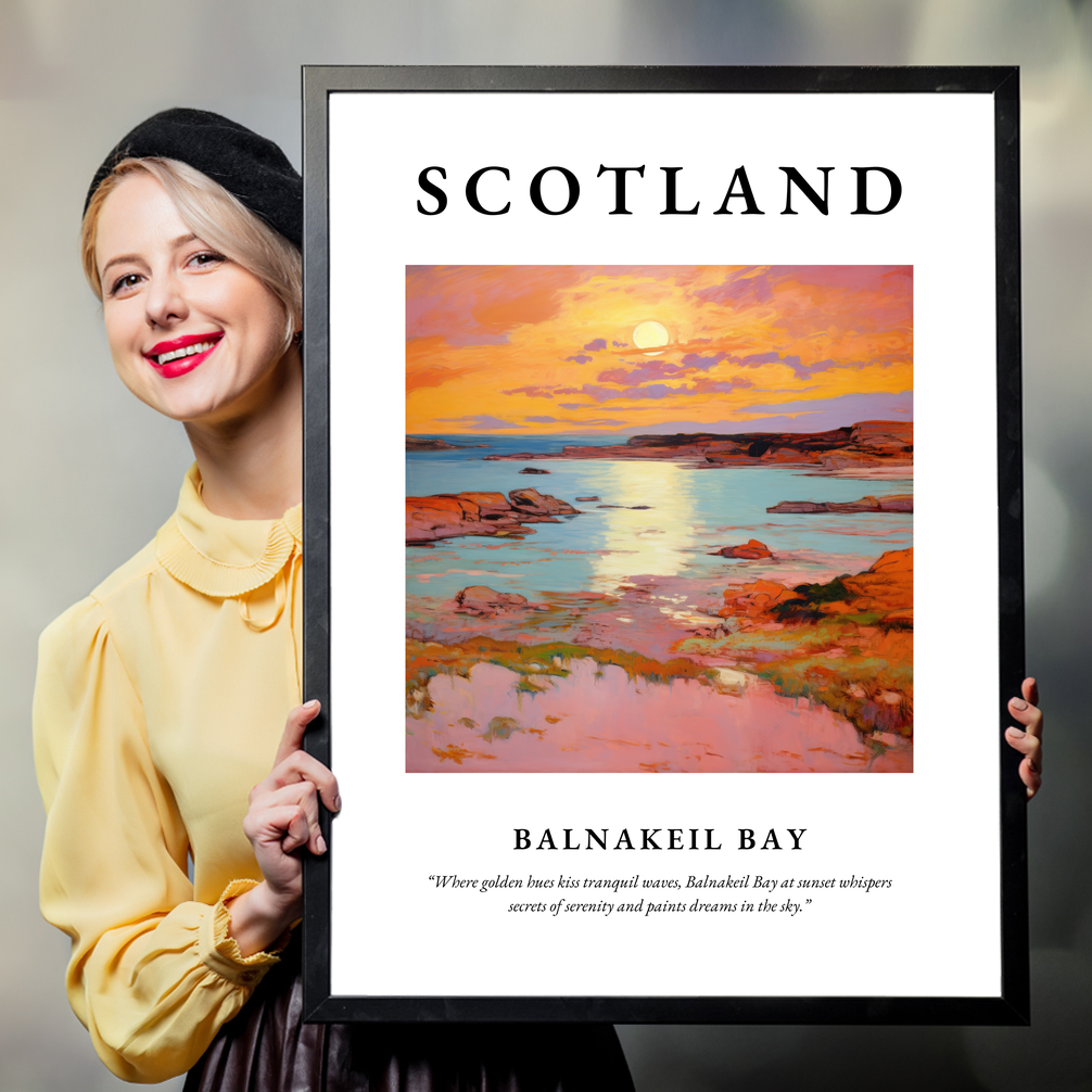 Person holding a poster of Balnakeil Bay