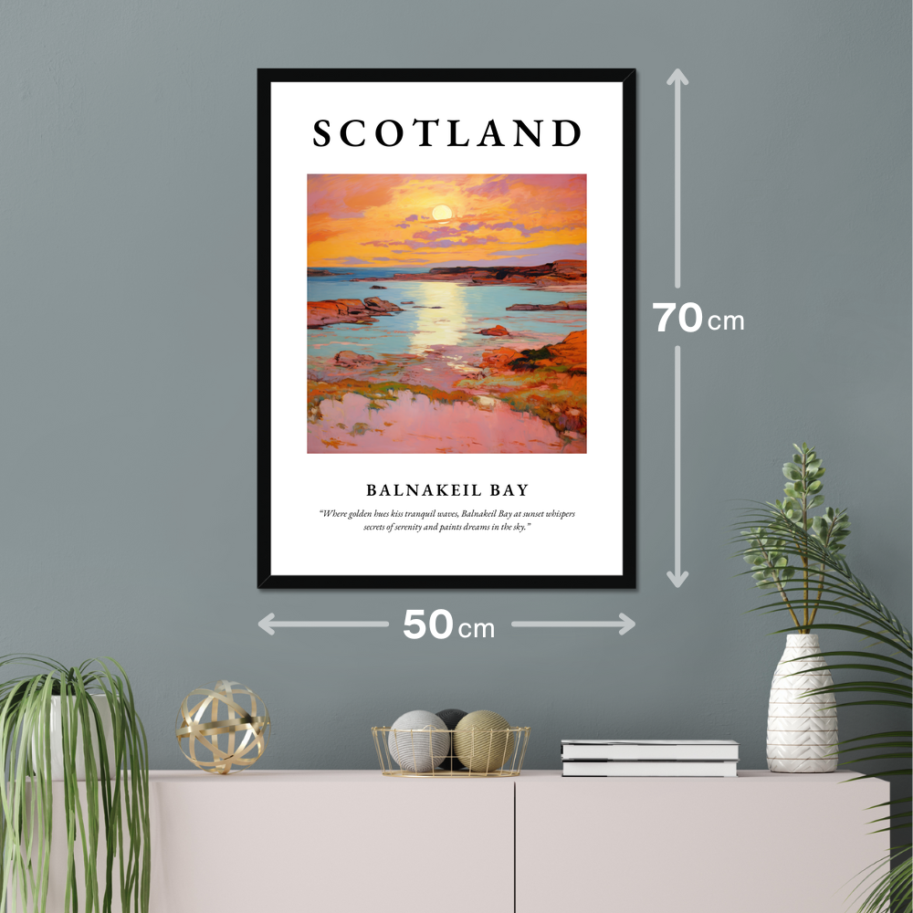 Poster of Balnakeil Bay hanging on a wall