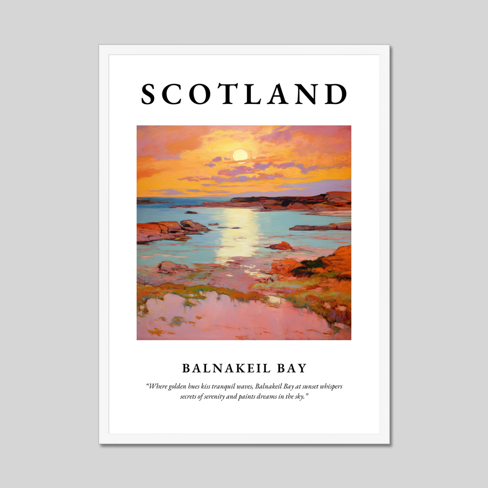 Poster in a white frame with the word Scotland