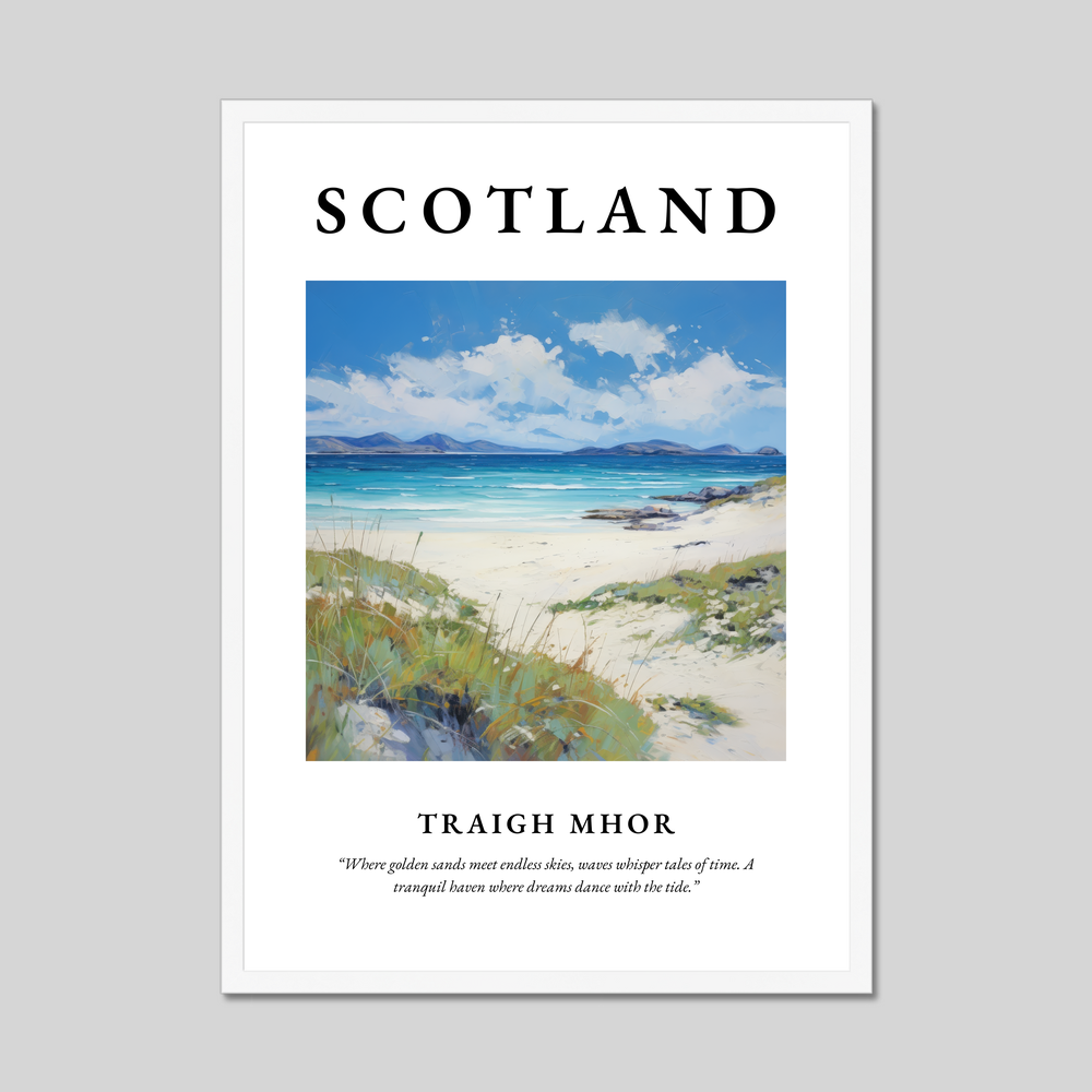 Poster in a white frame with the word Scotland