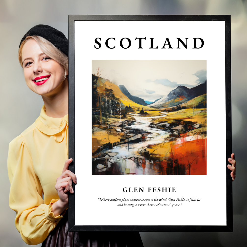 Person holding a poster of Glen Feshie