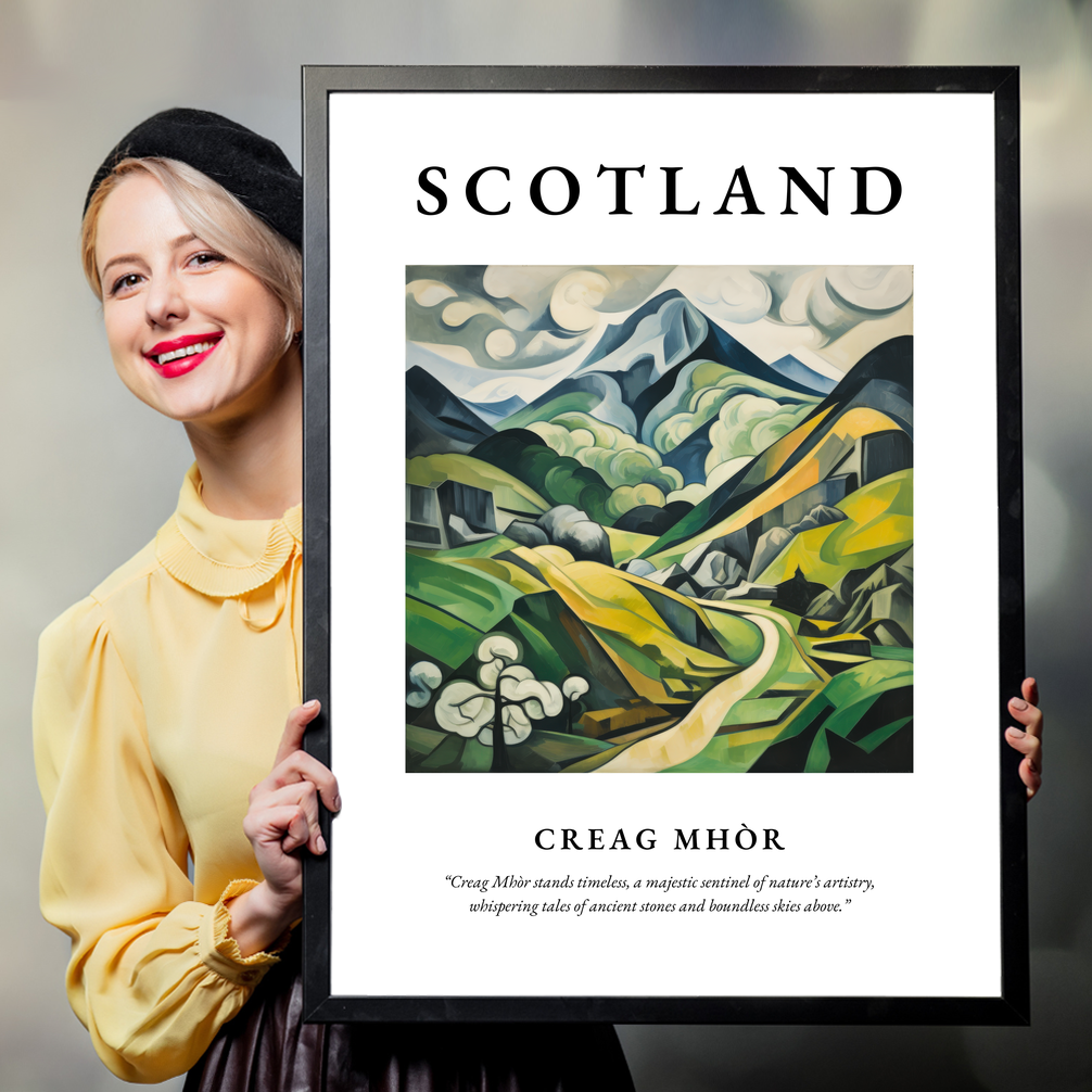 Person holding a poster of Creag Mhòr