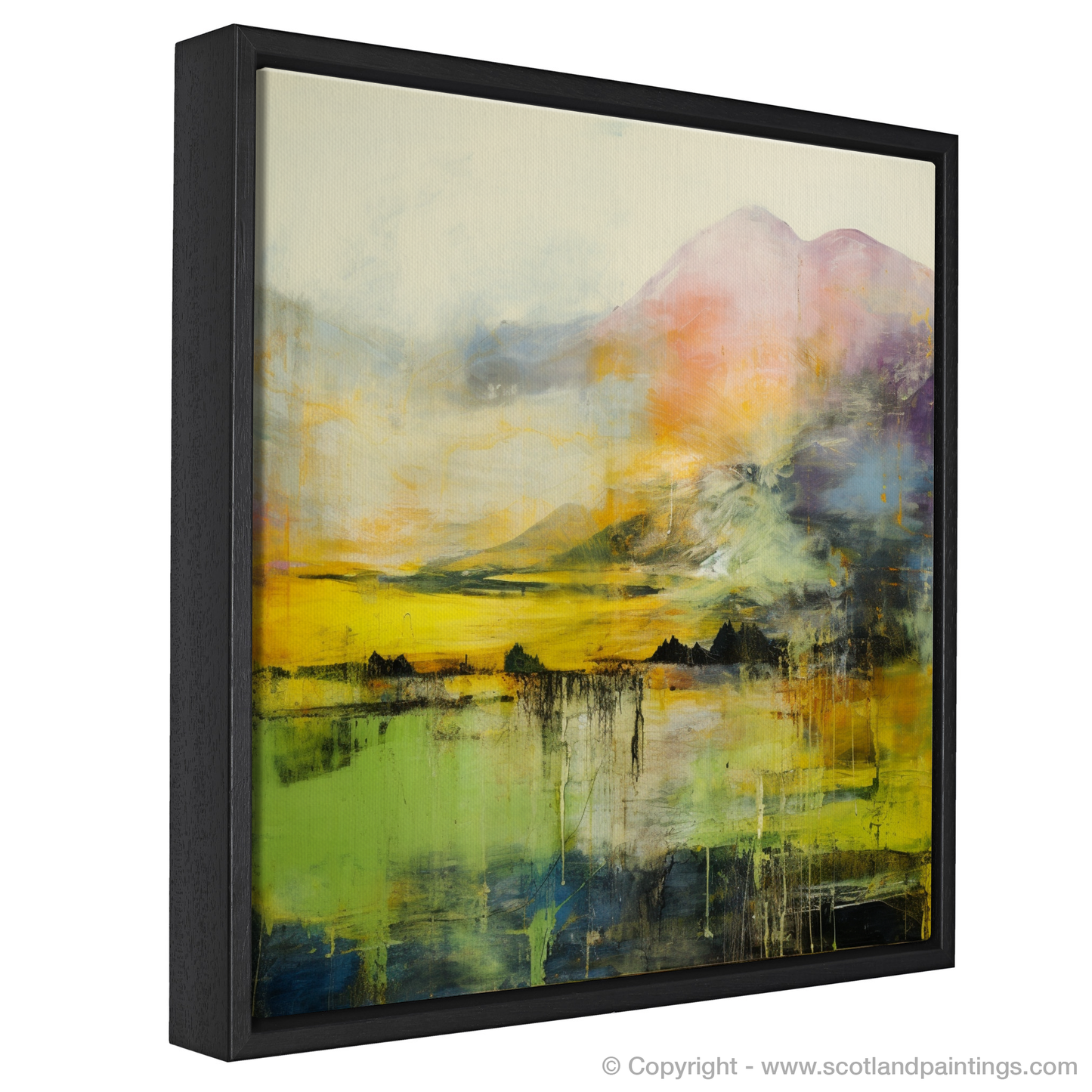 Painting and Art Print of Glen Orchy, Argyll and Bute entitled "Glen Orchy's Wild Rhapsody: An Abstract Expressionist Ode to the Scottish Highlands".