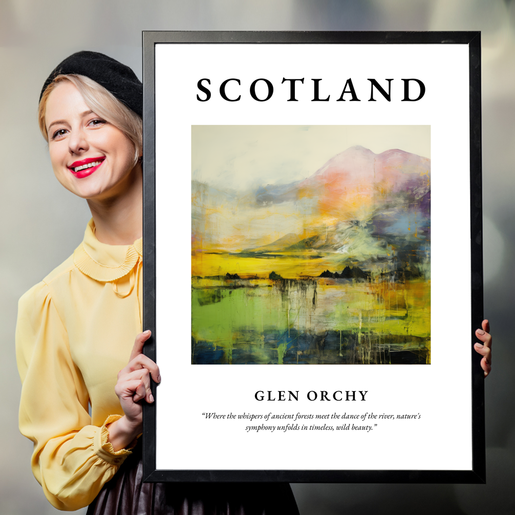 Person holding a poster of Glen Orchy