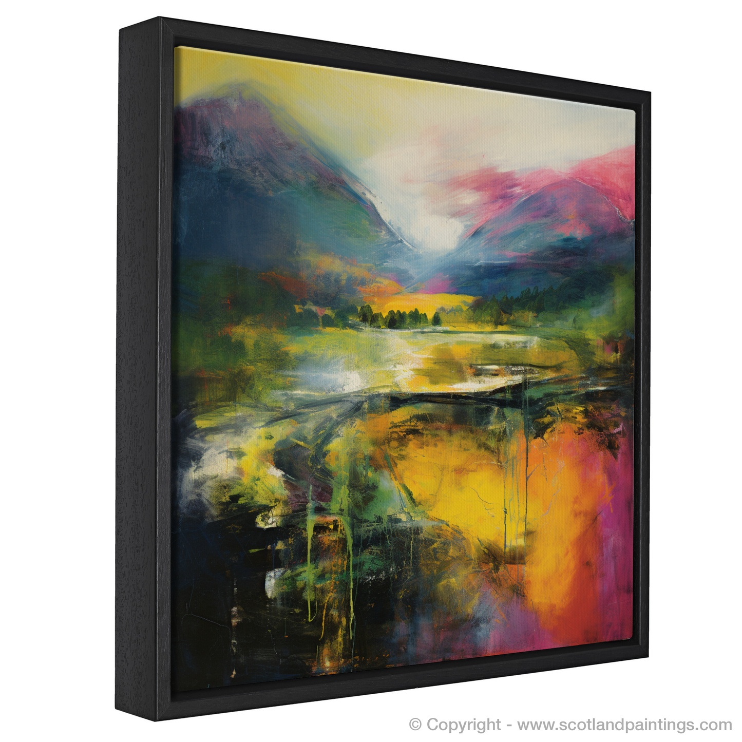 Painting and Art Print of Glen Orchy, Argyll and Bute entitled "Glen Orchy Unleashed: An Abstract Expressionist Ode to the Scottish Highlands".