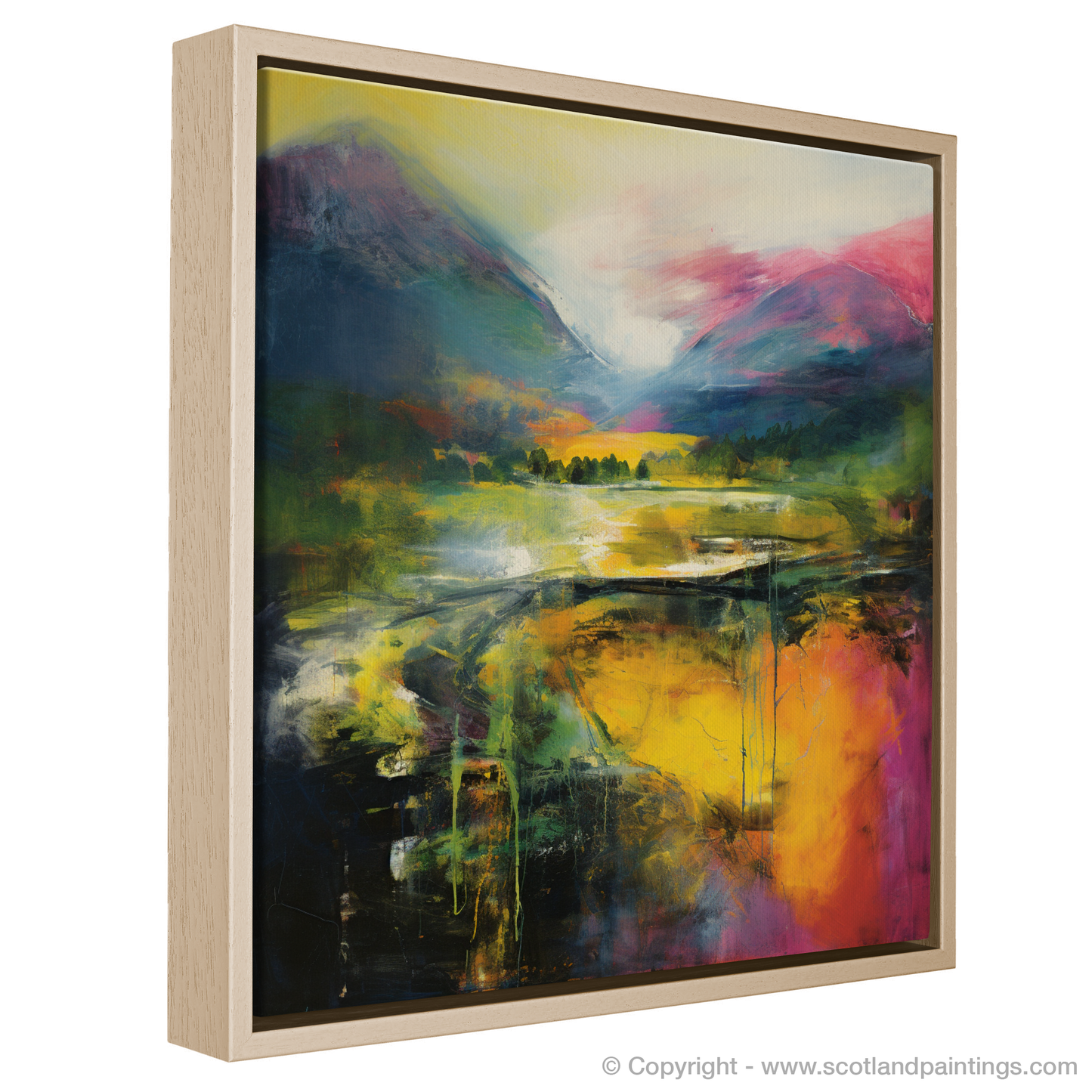 Painting and Art Print of Glen Orchy, Argyll and Bute entitled "Glen Orchy Unleashed: An Abstract Expressionist Ode to the Scottish Highlands".