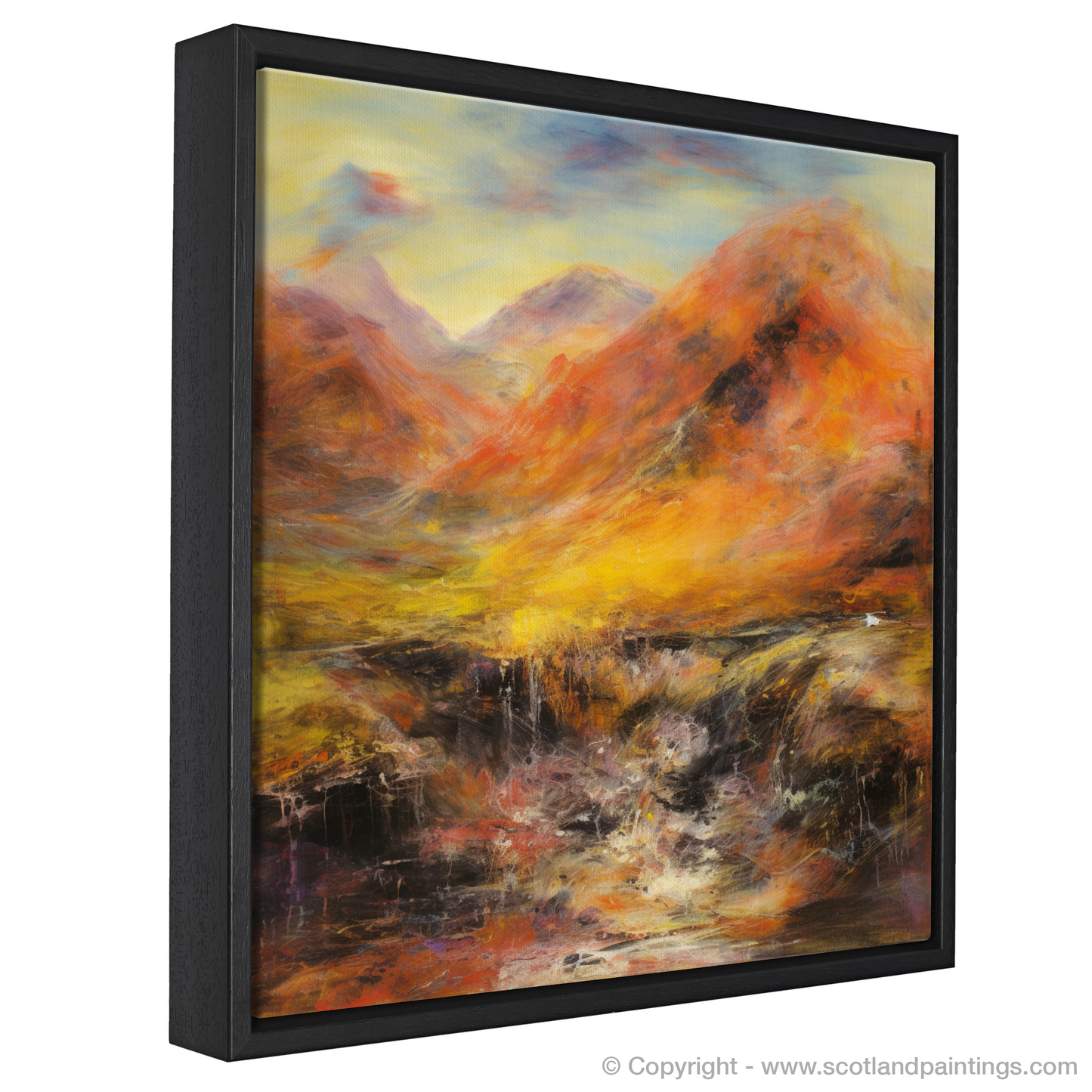 Painting and Art Print of Walker crossing River Coe in Glencoe entitled "Walker Crossing River Coe: An Abstract Expressionist Journey through Glencoe".