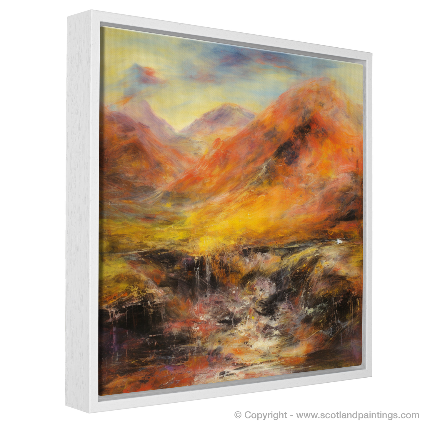 Painting and Art Print of Walker crossing River Coe in Glencoe entitled "Walker Crossing River Coe: An Abstract Expressionist Journey through Glencoe".