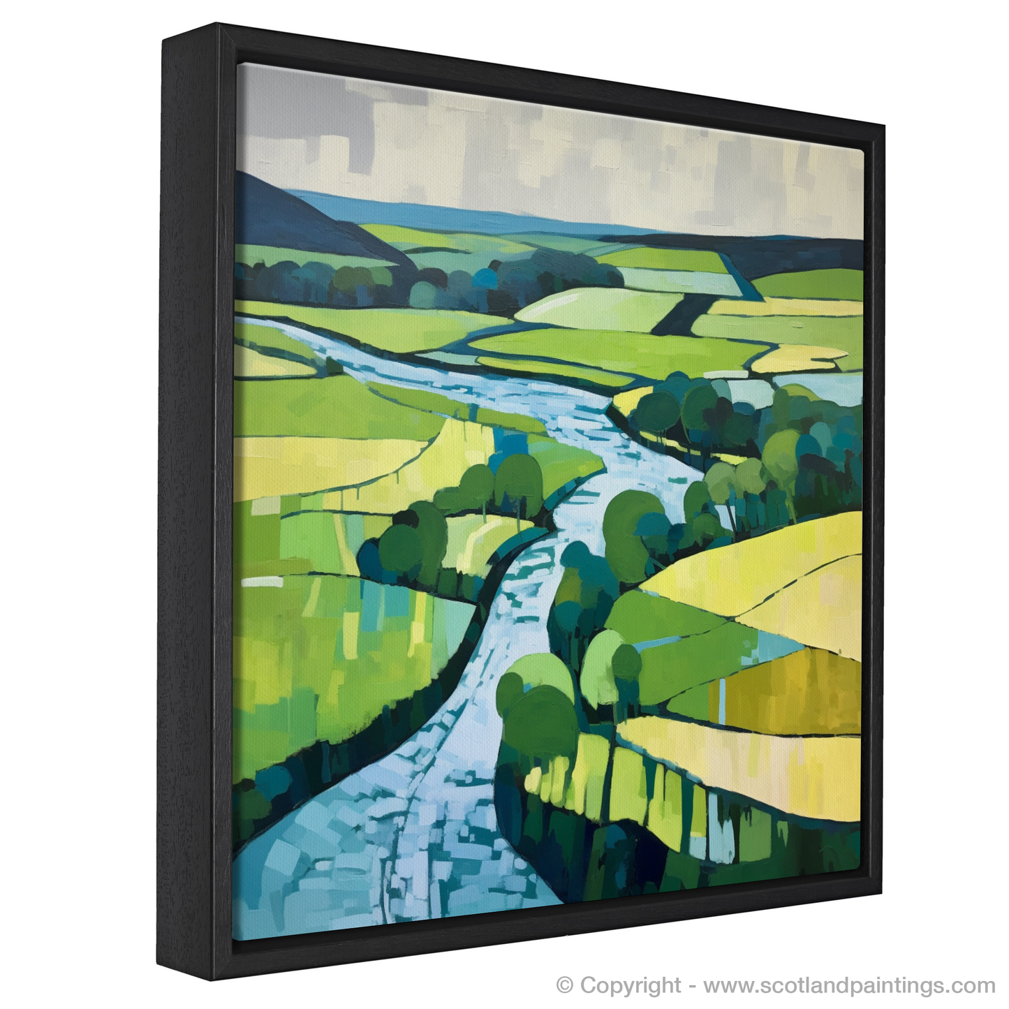 Painting and Art Print of River Tweed, Scottish Borders in summer. Abstract Serenade of the River Tweed.