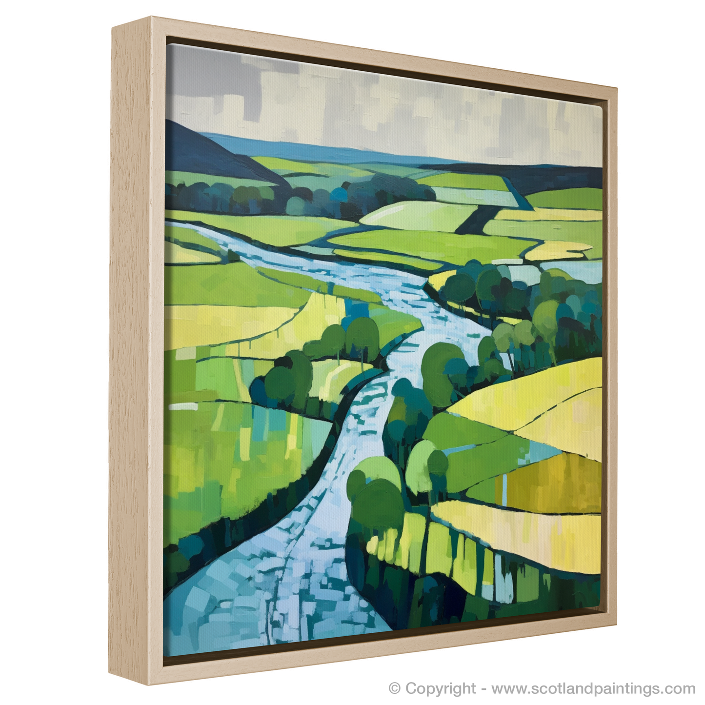 Painting and Art Print of River Tweed, Scottish Borders in summer. Abstract Serenade of the River Tweed.