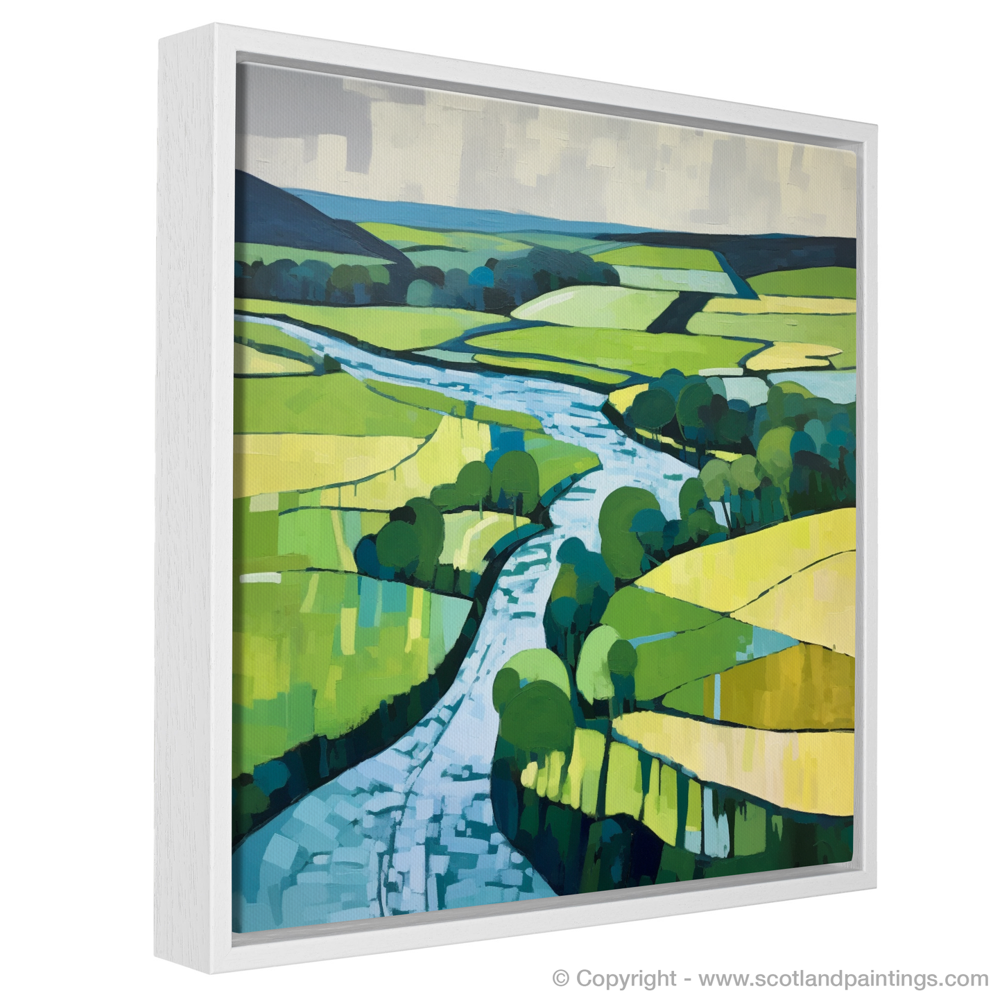 Painting and Art Print of River Tweed, Scottish Borders in summer. Abstract Serenade of the River Tweed.