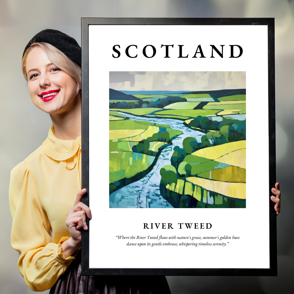 Person holding a poster of River Tweed