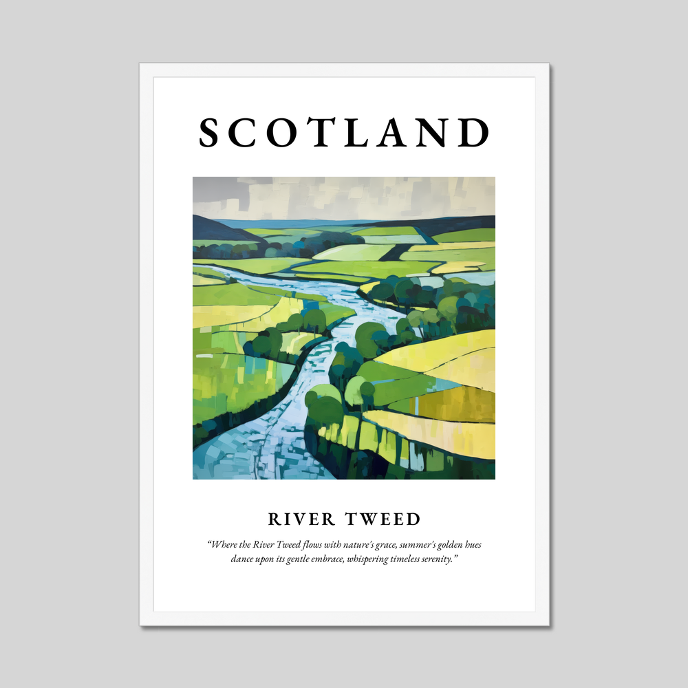 Poster in a white frame with the word Scotland