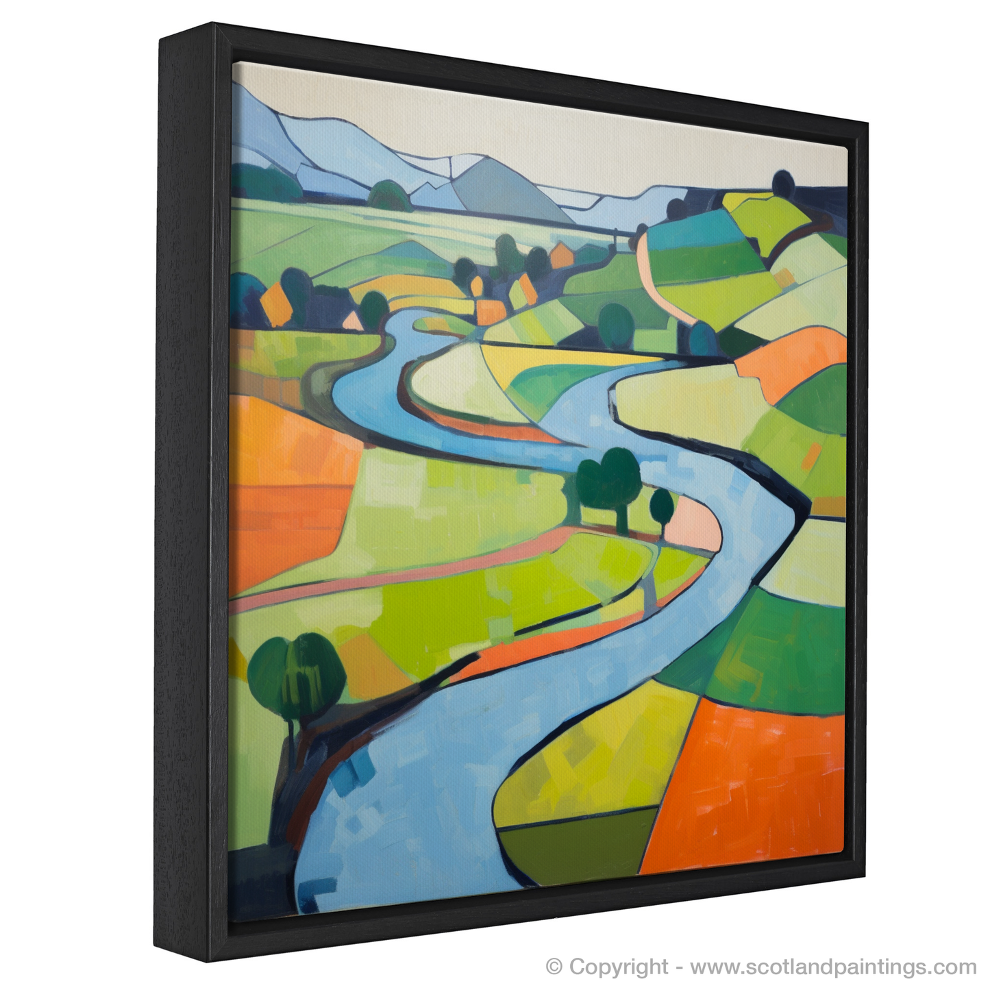 Painting and Art Print of River Tweed, Scottish Borders in summer. Summer Serenade of River Tweed.