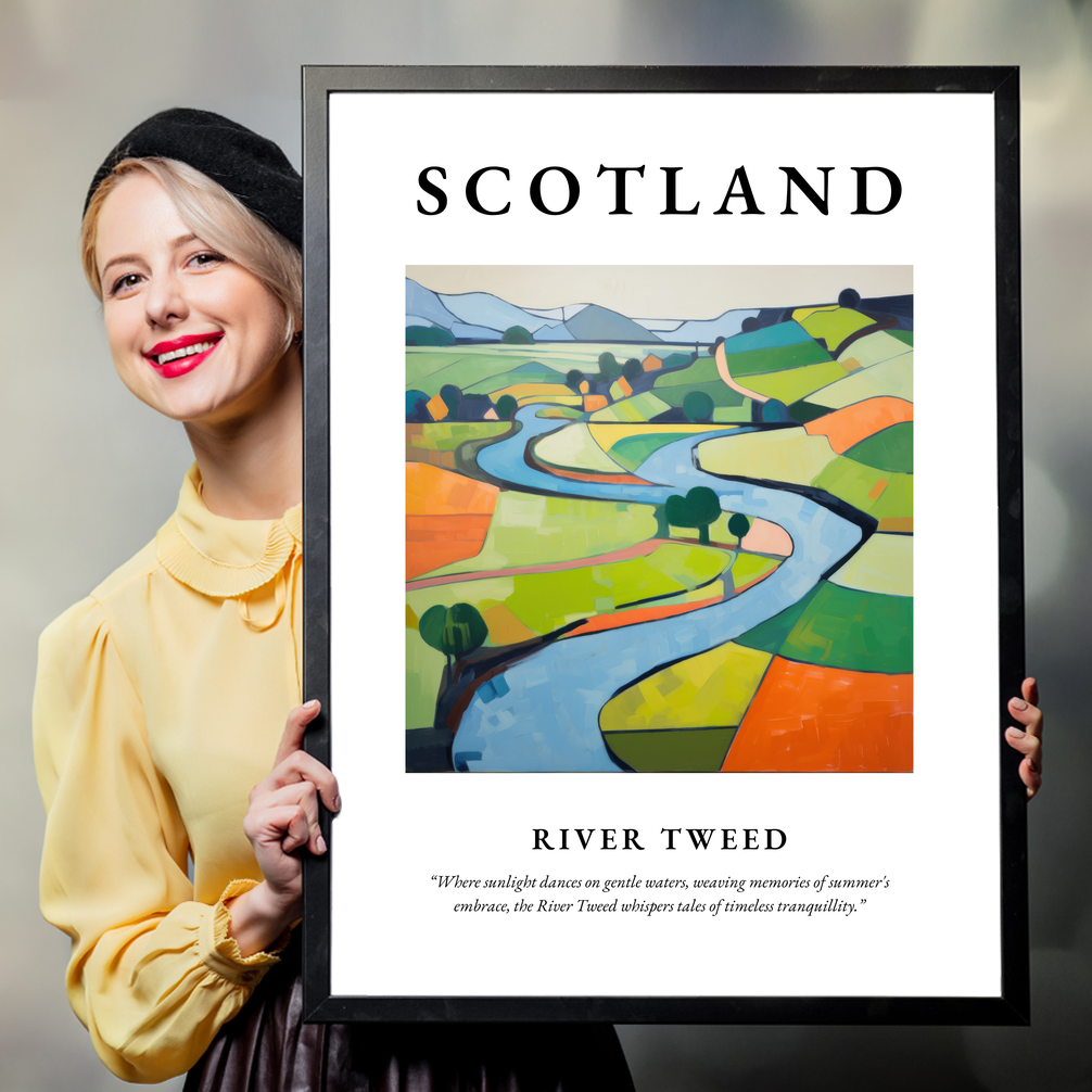 Person holding a poster of River Tweed