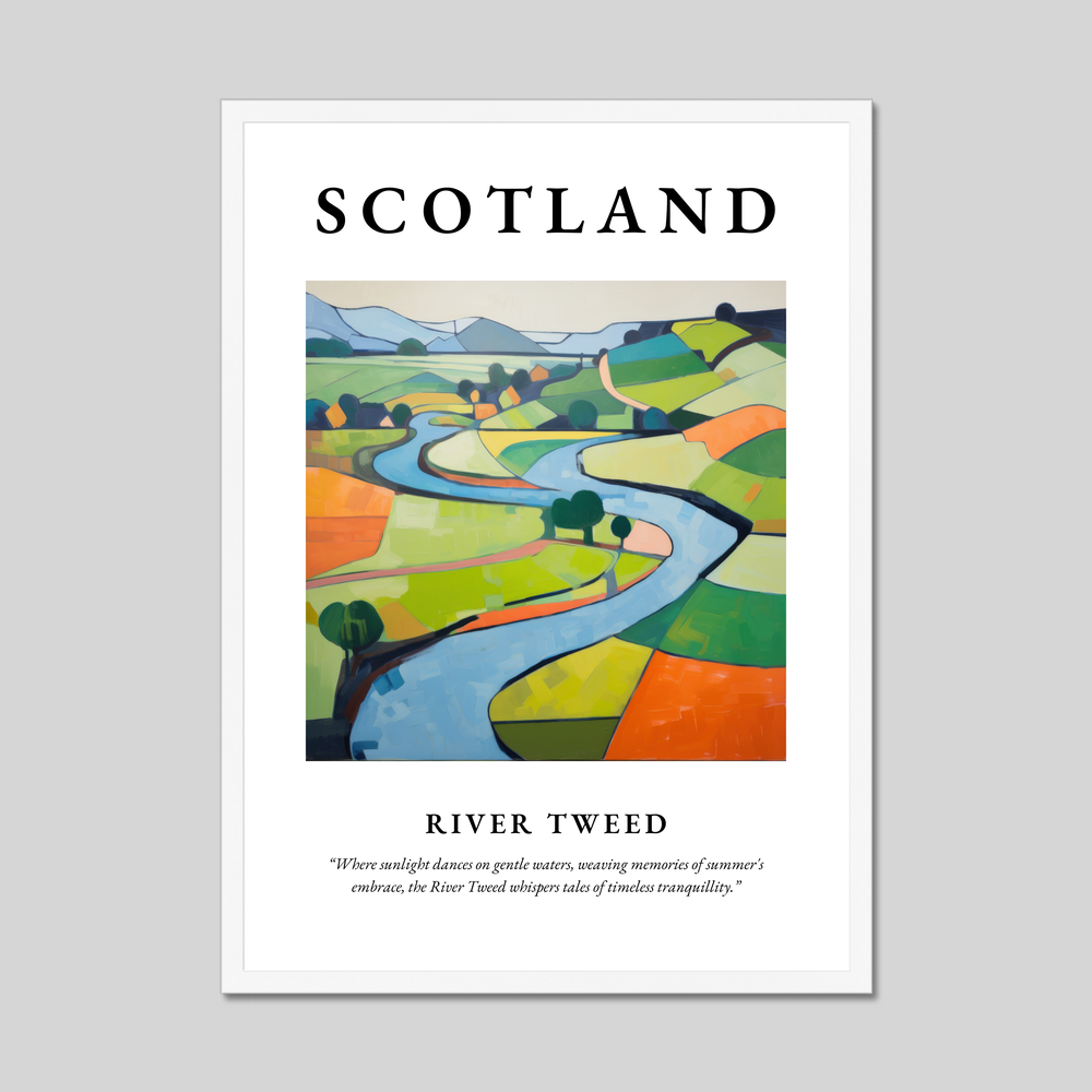 Poster in a white frame with the word Scotland