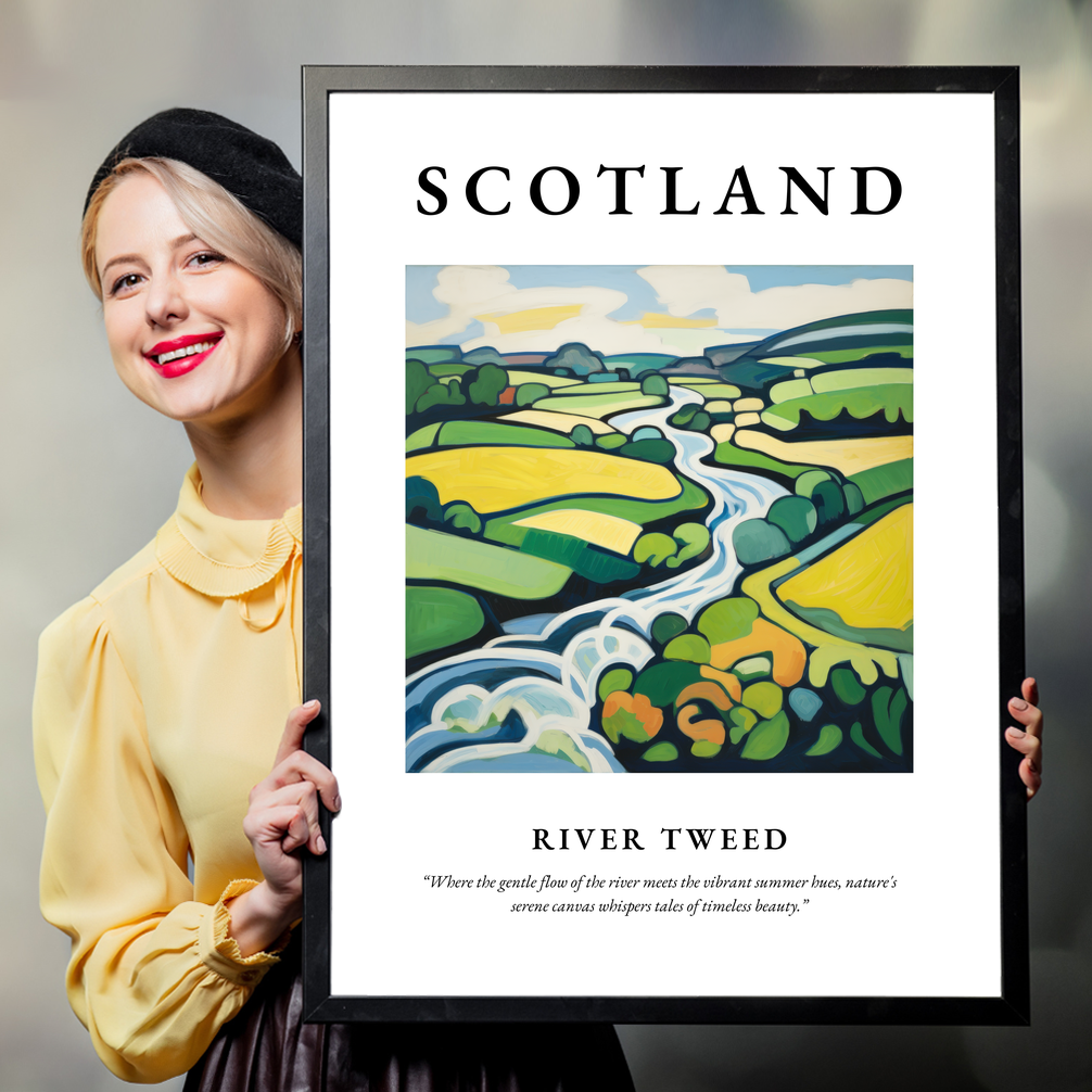 Person holding a poster of River Tweed