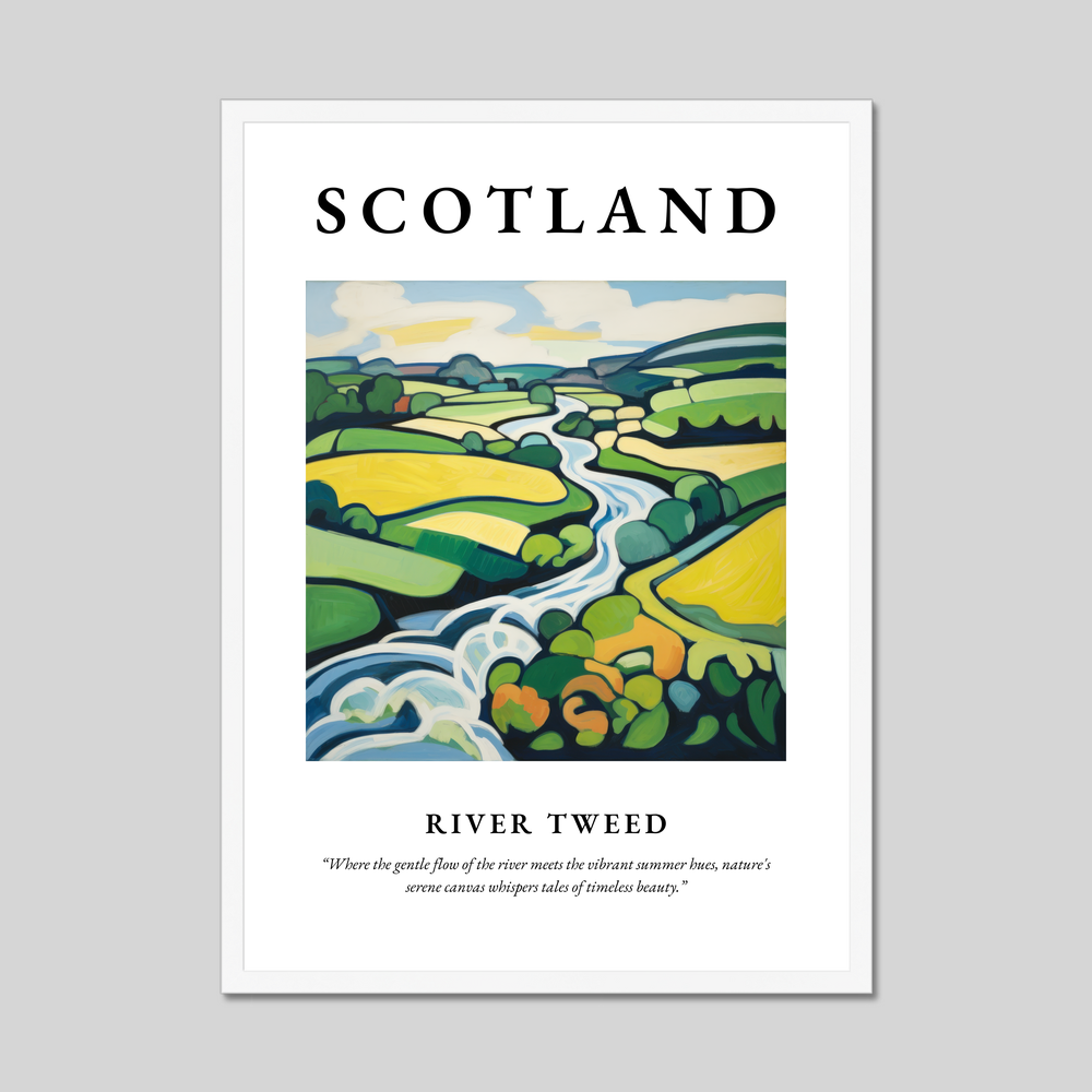 Poster in a white frame with the word Scotland