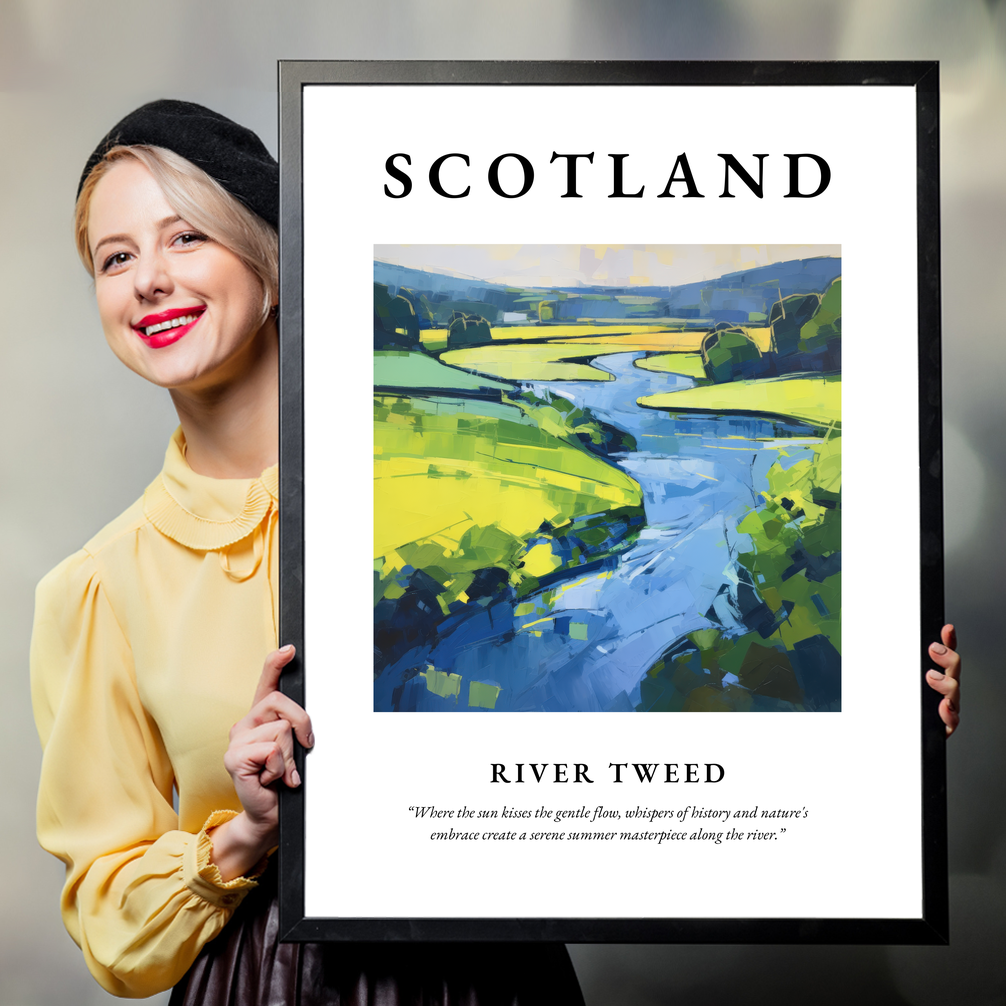 Person holding a poster of River Tweed