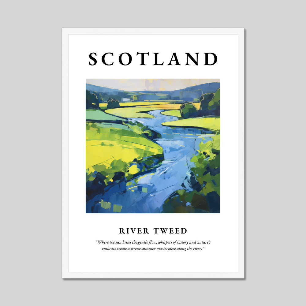 Poster in a white frame with the word Scotland