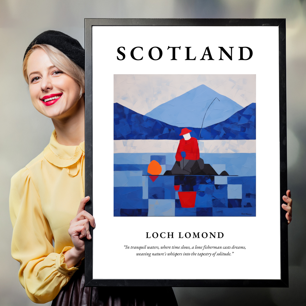 Person holding a poster of Loch Lomond