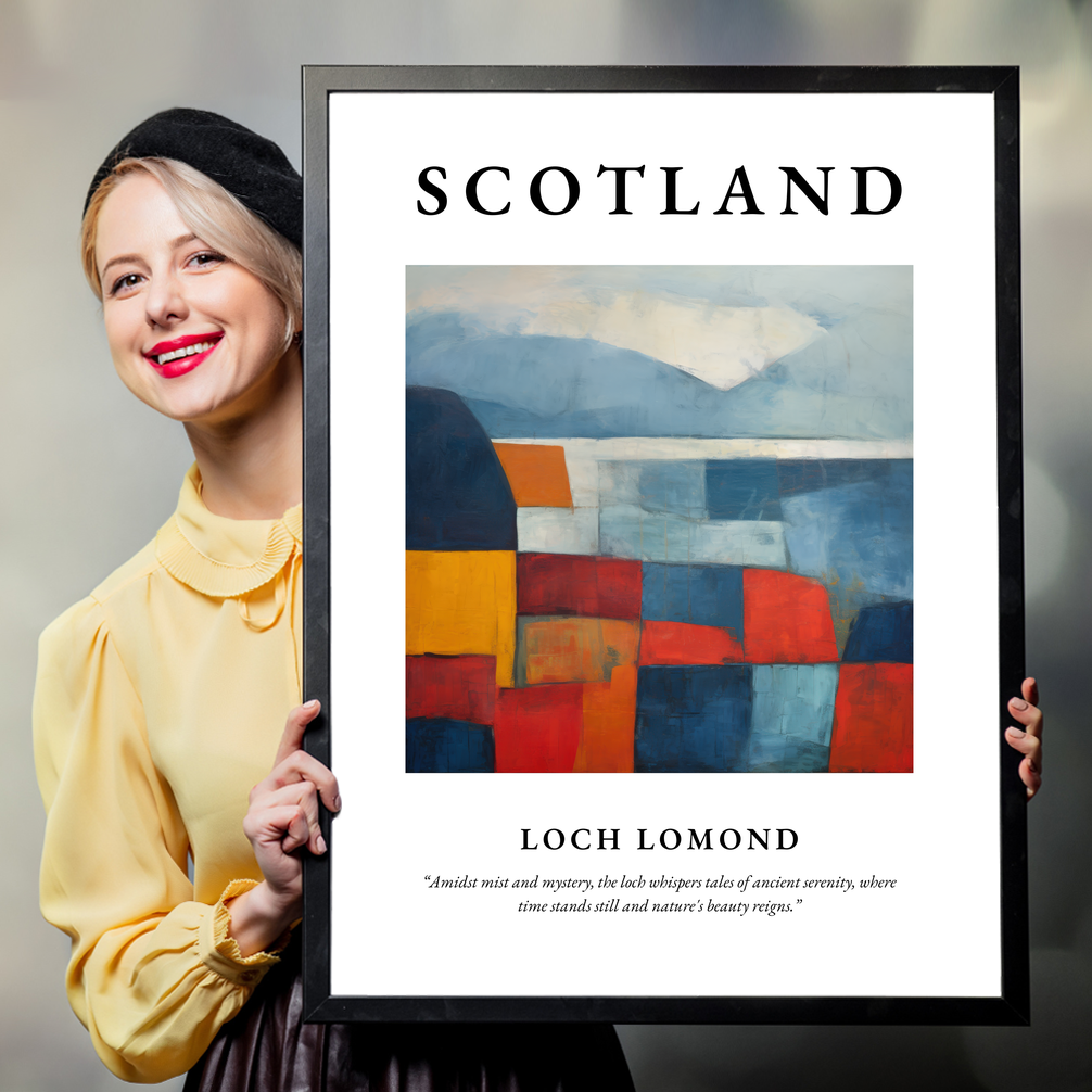 Person holding a poster of Loch Lomond