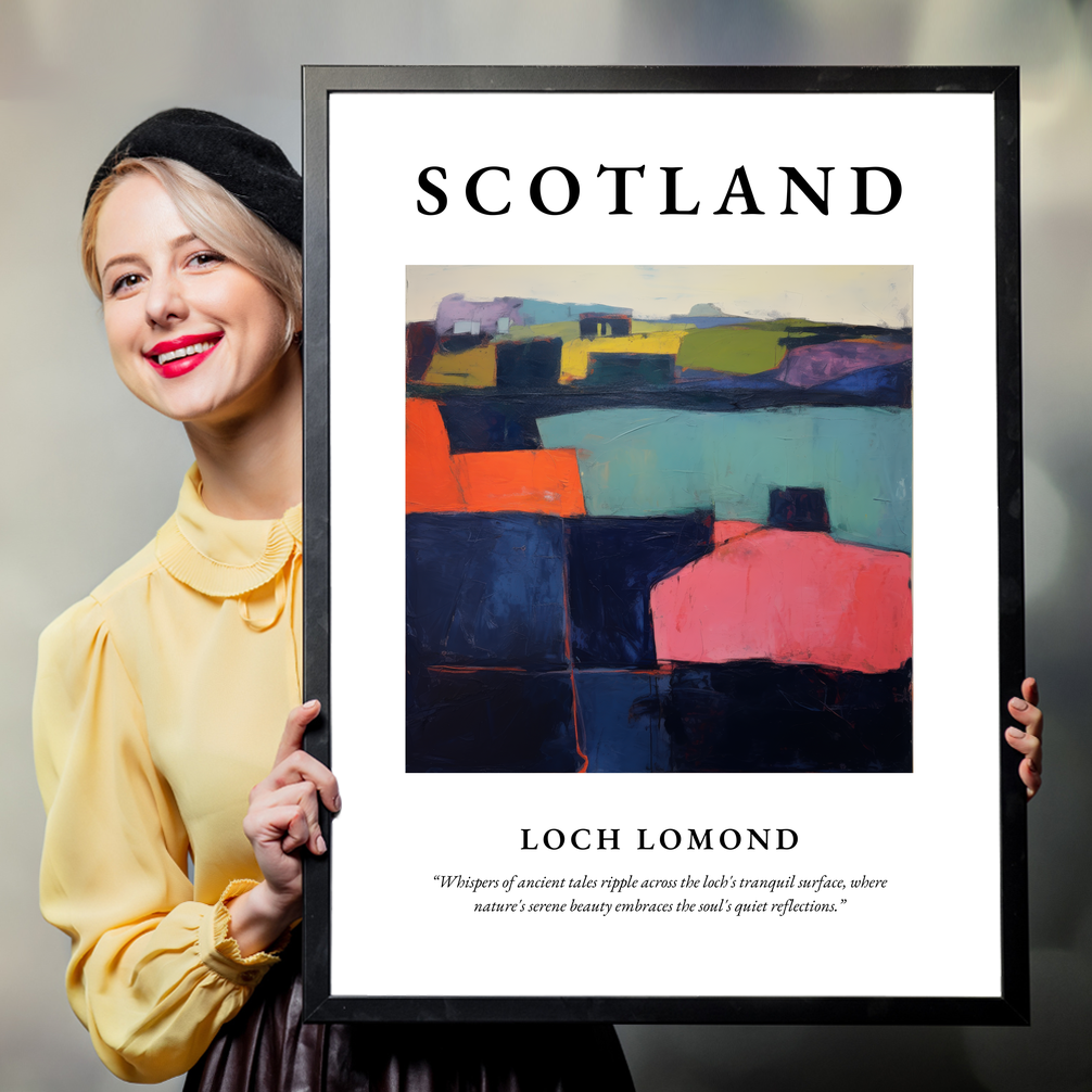 Person holding a poster of Loch Lomond