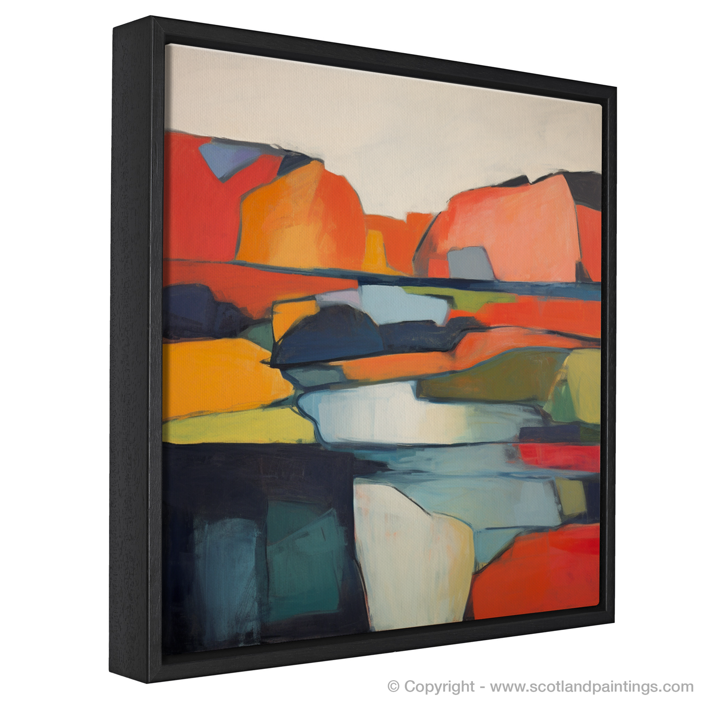 Painting and Art Print of A loch in Scotland entitled "Scottish Loch at Sunset: An Abstract Interpretation".