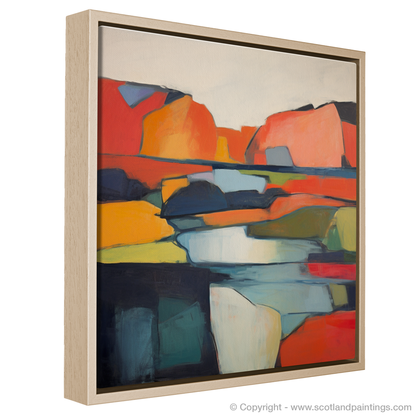 Painting and Art Print of A loch in Scotland entitled "Scottish Loch at Sunset: An Abstract Interpretation".