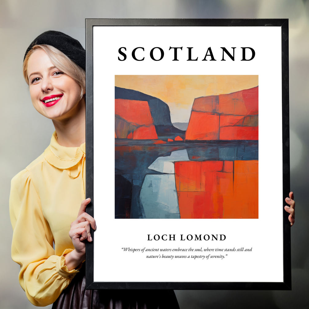 Person holding a poster of Loch Lomond