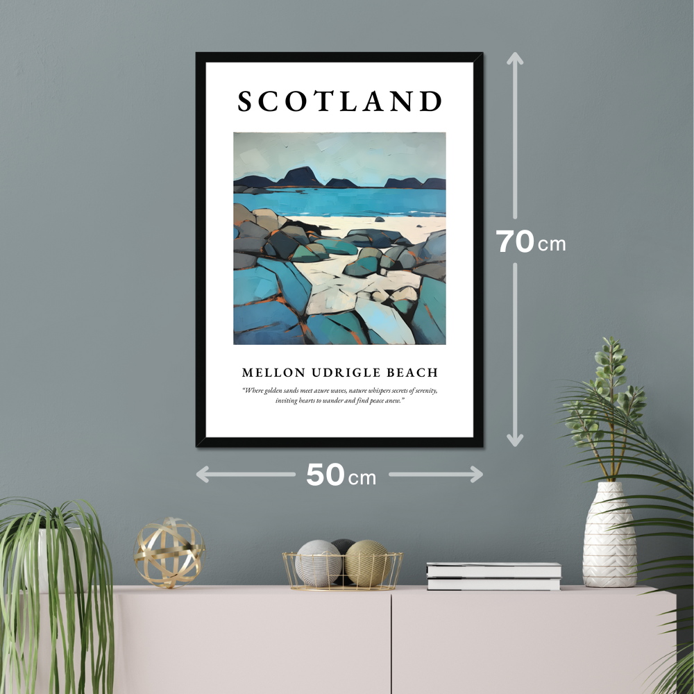 Poster of Mellon Udrigle Beach hanging on a wall