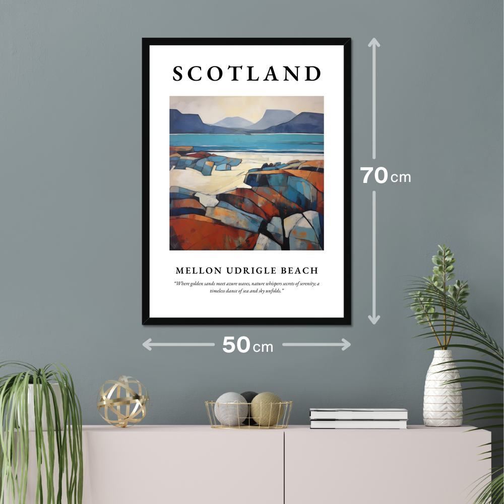 Poster of Mellon Udrigle Beach hanging on a wall