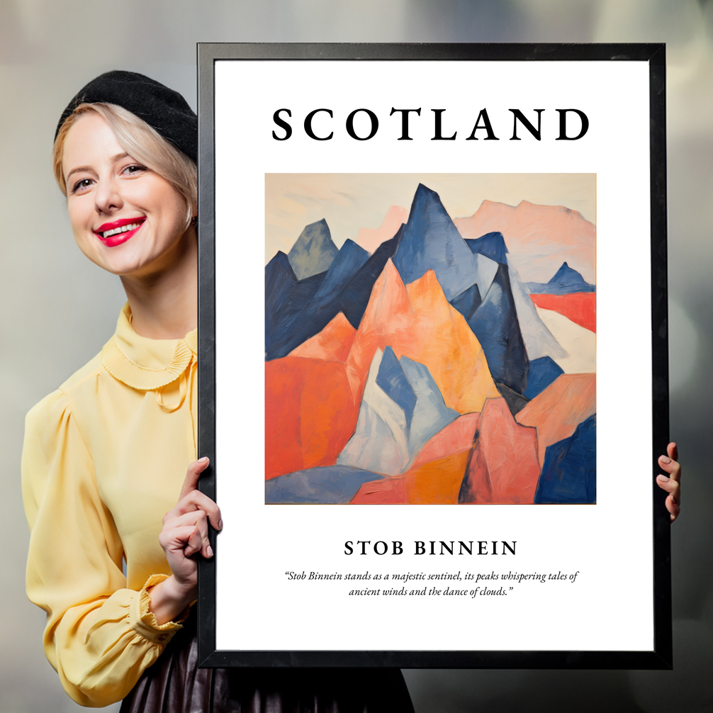 Person holding a poster of Stob Binnein