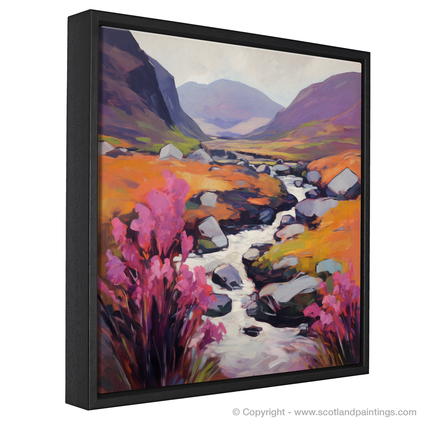 Painting and Art Print of Heather blooms by River Coe in Glencoe entitled "Heather Blooms by River Coe: An Abstract Ode to Glencoe's Wild Heart".