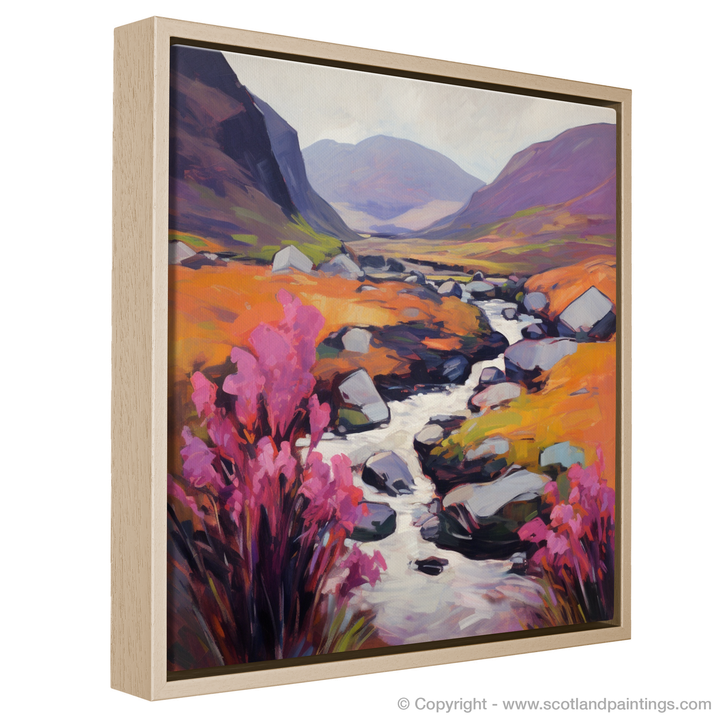 Painting and Art Print of Heather blooms by River Coe in Glencoe entitled "Heather Blooms by River Coe: An Abstract Ode to Glencoe's Wild Heart".