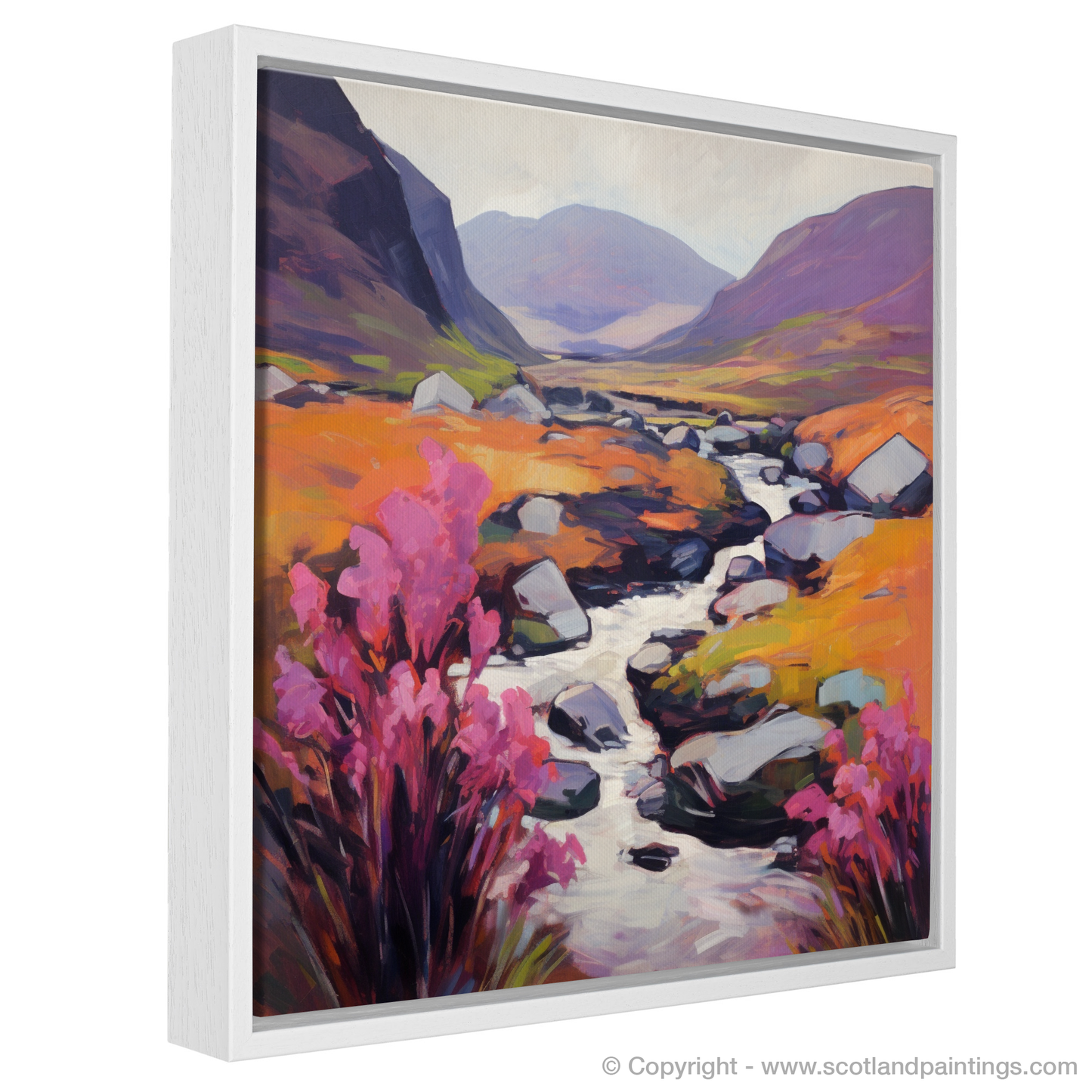 Painting and Art Print of Heather blooms by River Coe in Glencoe entitled "Heather Blooms by River Coe: An Abstract Ode to Glencoe's Wild Heart".