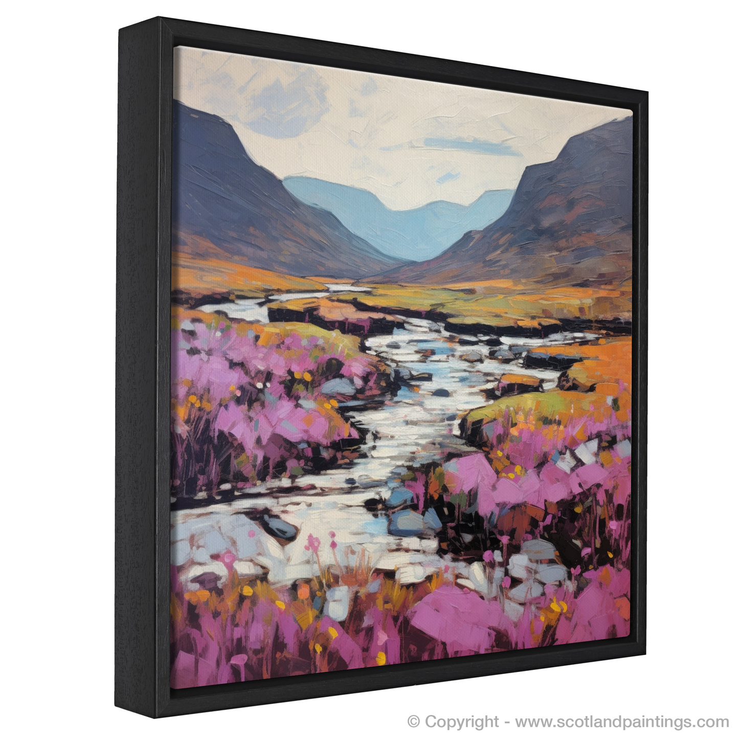 Painting and Art Print of Heather blooms by River Coe in Glencoe entitled "Heather Blooms by River Coe: An Abstract Ode to Glencoe's Wild Beauty".