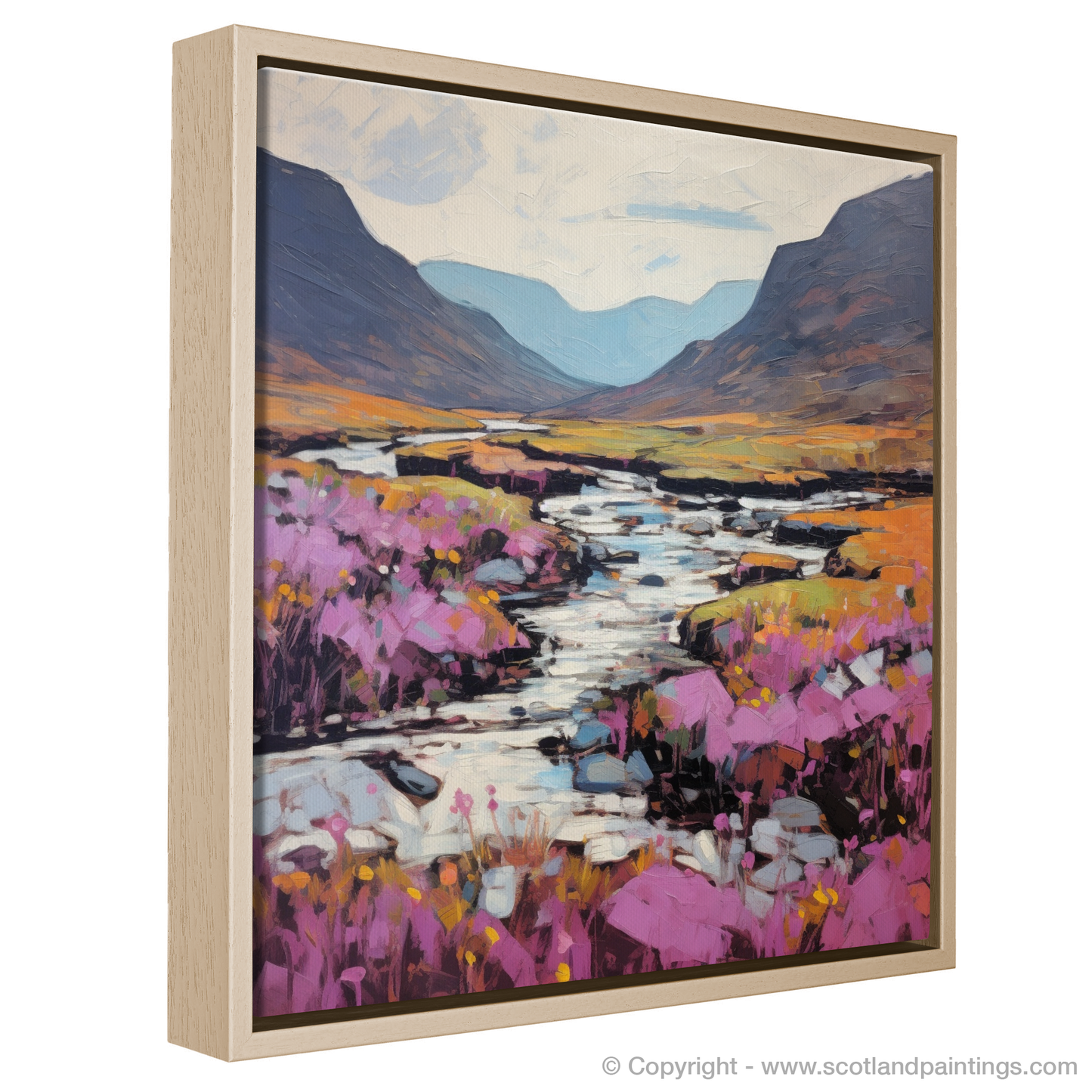 Painting and Art Print of Heather blooms by River Coe in Glencoe entitled "Heather Blooms by River Coe: An Abstract Ode to Glencoe's Wild Beauty".