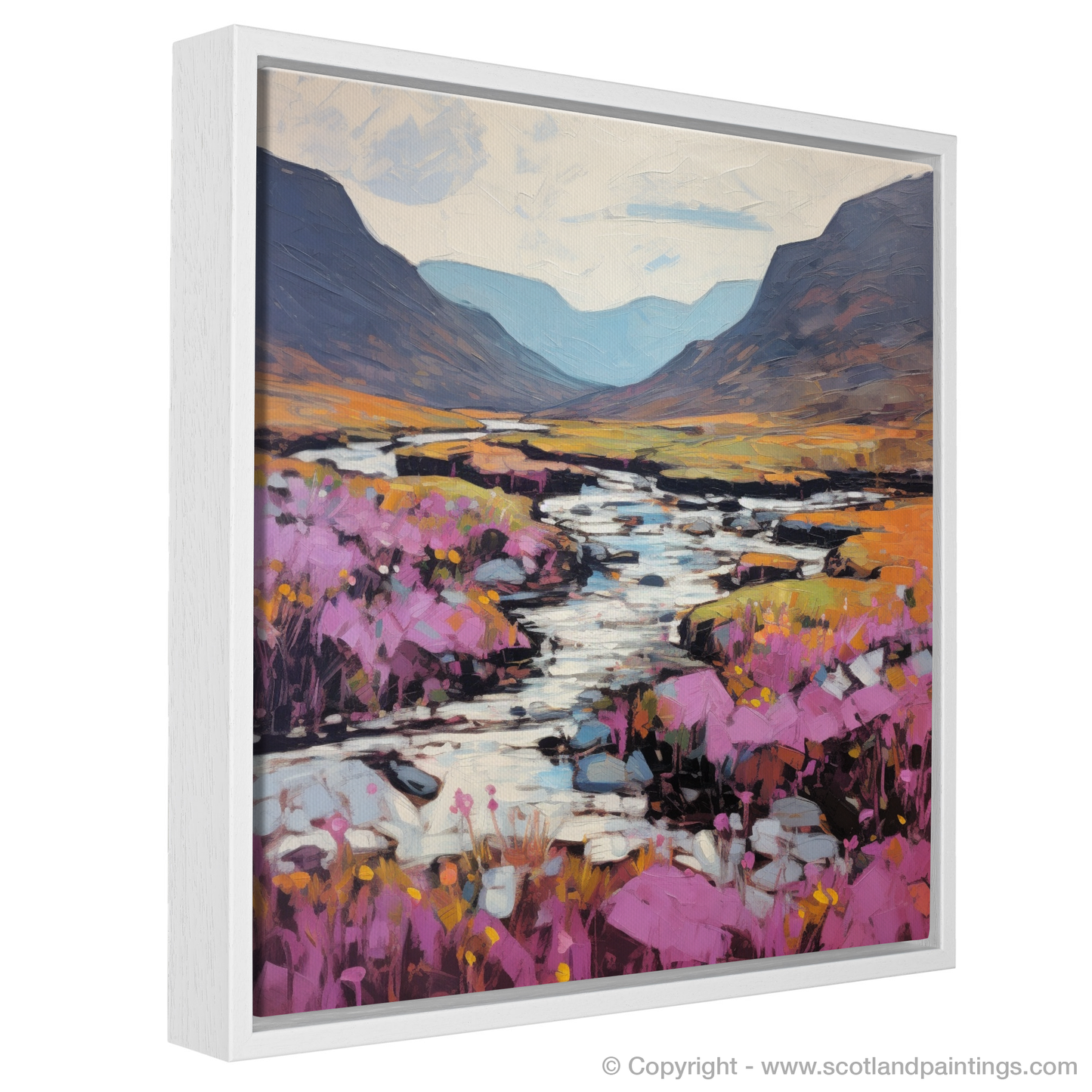 Painting and Art Print of Heather blooms by River Coe in Glencoe entitled "Heather Blooms by River Coe: An Abstract Ode to Glencoe's Wild Beauty".