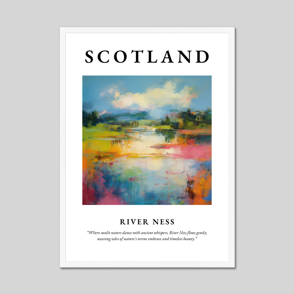 Poster in a white frame with the word Scotland