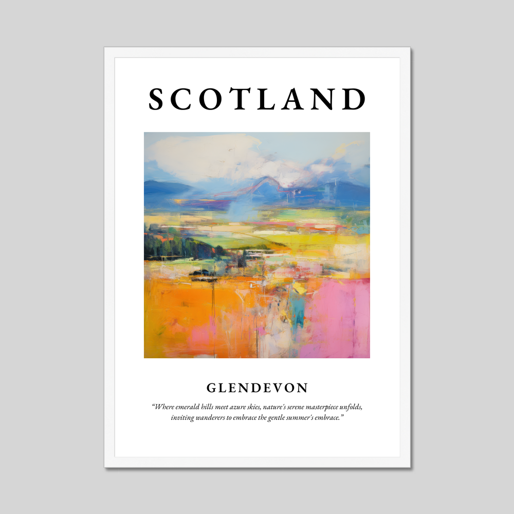 Poster in a white frame with the word Scotland